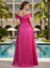 Satin A-Line Off the Shoulder Pleated Plus Size Dresses