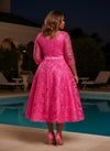 Tulle A-Line Square Neck Plus Size Dresses with Lace Applique