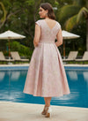 Jacquard A-Line V Neck Plus Size Dresses with 3D Flowers