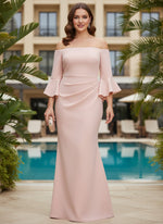 Satin Mermaid Off the Shoulder Plus Size Dresses with Ruffles