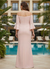 Satin Mermaid Off the Shoulder Plus Size Dresses with Ruffles