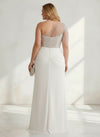 Chiffon Mermaid One Shoulder Beaded Plus Size Dresses