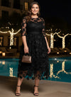 Tulle A-Line Crew Neck Floral Plus Size Dresses