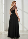 Chiffon A-Line One Shoulder Beaded Plus Size Dresses