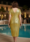 Sequin Bodycon V Neck Pleated Plus Size Dresses