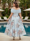 Satin A-Line Off the Shoulder Pleated Plus Size Dresses