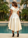 Jacquard High Low V Neck Pleated Plus Size Dresses
