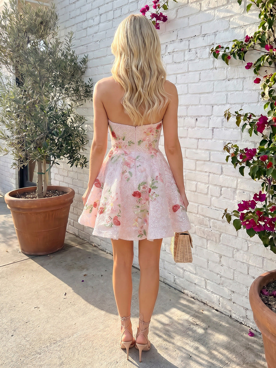 Tulle A-Line Sweetheart Homecoming Dresses with Sequin Embroidery