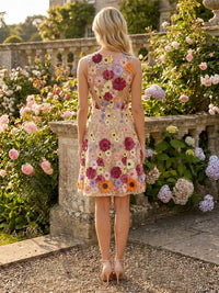 Tulle A-Line Crew Neck Homecoming Dresses with 3D Flowers