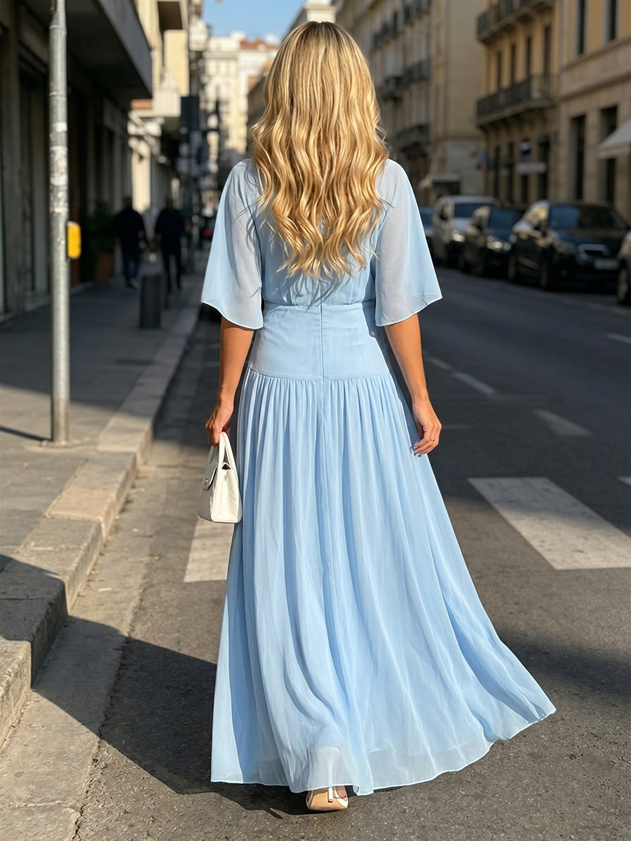 Chiffon A-Line Crew Neck Mother of the Bride Dresses with 3D Flowers