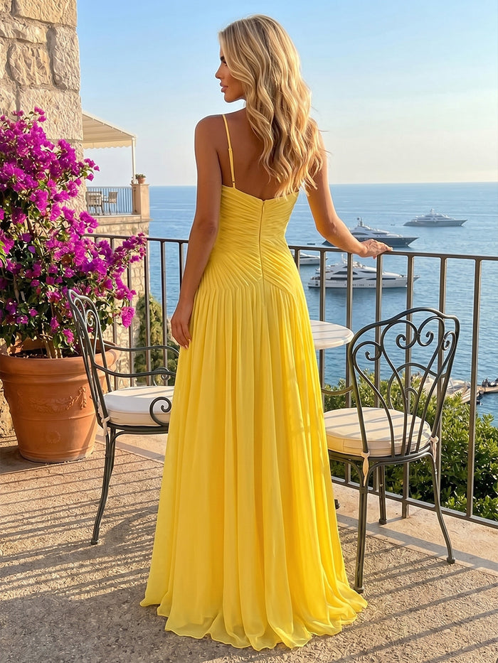 Chiffon A-Line V Neck Formal Dresses with 3D Flowers