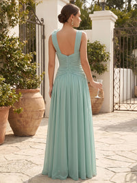 Chiffon A-Line U-Neck Formal Dresses with 3D Flowers