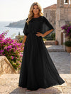 Chiffon A-Line Crew Neck Formal Dresses with 3D Flowers