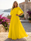 Chiffon A-Line Crew Neck Formal Dresses with 3D Flowers