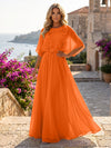 Chiffon A-Line Crew Neck Formal Dresses with 3D Flowers