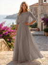 Chiffon A-Line Crew Neck Formal Dresses with 3D Flowers