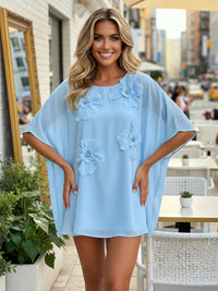 Chiffon A-Line Crew Neck Formal Dresses with 3D Flowers