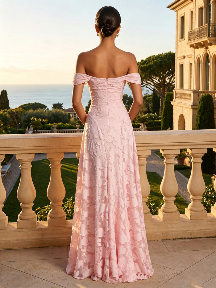 Burn Out A-Line Off the Shoulder Simple Formal Dresses