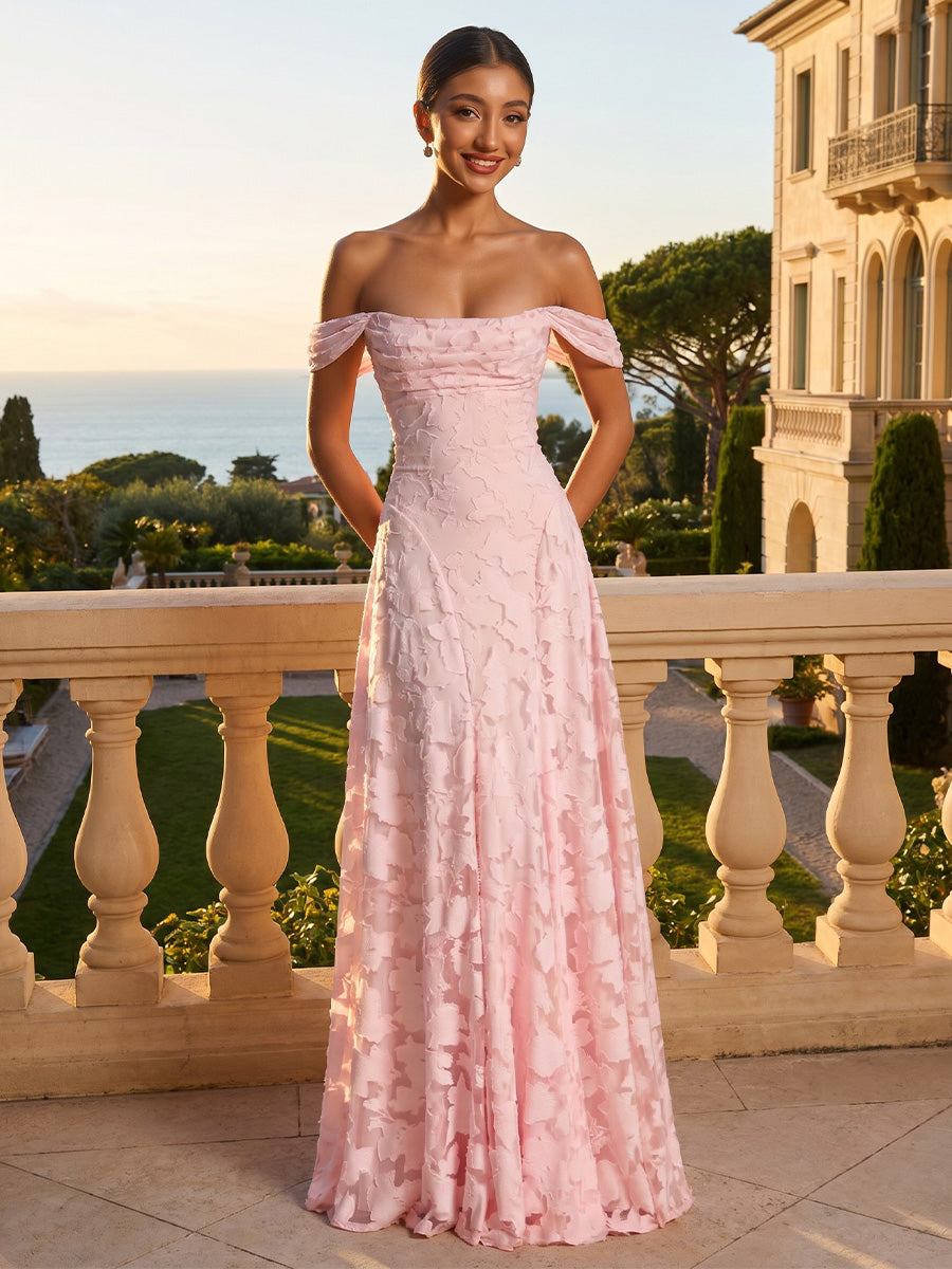 Burn Out A-Line Off the Shoulder Simple Formal Dresses