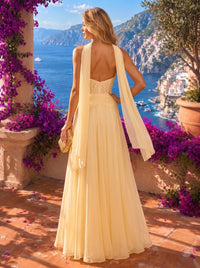 Chiffon A-Line Strapless Delicate Pleated Formal Dresses