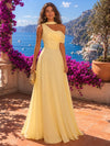 Chiffon A-Line One Shoulder Pleated Formal Dresses