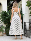 Satin A-Line Square Neck Polka Dot Cocktail Dresses