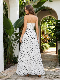 Chiffon A-Line Strapless Polka Dot Formal Dresses