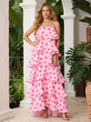 Chiffon A-Line Spaghetti Straps Polka Dot Formal Dresses