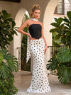 Satin Mermaid Strapless Polka Dot Formal Dresses