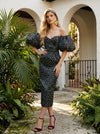 Satin Sheath Strapless Polka Dot Cocktail Dresses