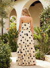 Satin A-Line Strapless Polka Dot Formal Dresses