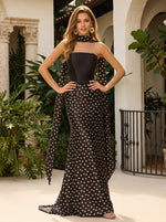 Chiffon Mermaid Strapless Polka Dot Formal Dresses