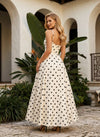 Satin A-Line Spaghetti Straps Polka Dot Formal Dresses