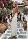 Satin Mermaid Spaghetti Straps Polka Dot Formal Dresses