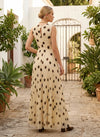 Chiffon A-Line V Neck Polka Dot Formal Dresses