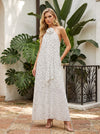 Chiffon A-Line Halter Polka Dot Formal Dresses