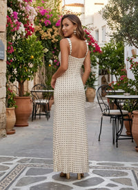 Satin Mermaid Square Neck Polka Dot Formal Dresses