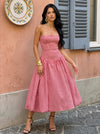 Cotton A-Line Strapless Plaid Cocktail Dresses