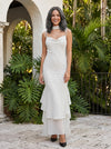 Chiffon Mermaid Spaghetti Straps Polka Dot Formal Dresses