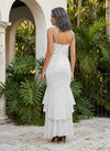 Chiffon Mermaid Spaghetti Straps Polka Dot Formal Dresses