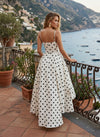 Satin A-Line Spaghetti Straps Polka Dot Formal Dresses