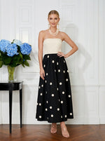 Satin A-Line Strapless Polka Dot Cocktail Dresses