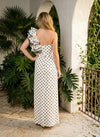 Satin Sheath One Shoulder Polka Dot Formal Dresses