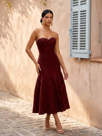 Satin Mermaid Strapless Polka Dot Formal Dresses