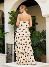 Satin A-Line Strapless Polka Dot Formal Dresses