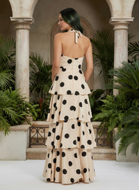 Chiffon A-Line Halter Polka Dot Formal Dresses