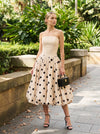 Satin A-Line Strapless Polka Dot Cocktail Dresses