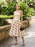 Satin A-Line Strapless Polka Dot Cocktail Dresses