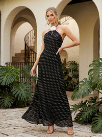 Chiffon Mermaid Halter Polka Dot Formal Dresses