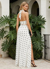 Chiffon Sheath Halter Polka Dot Formal Dresses